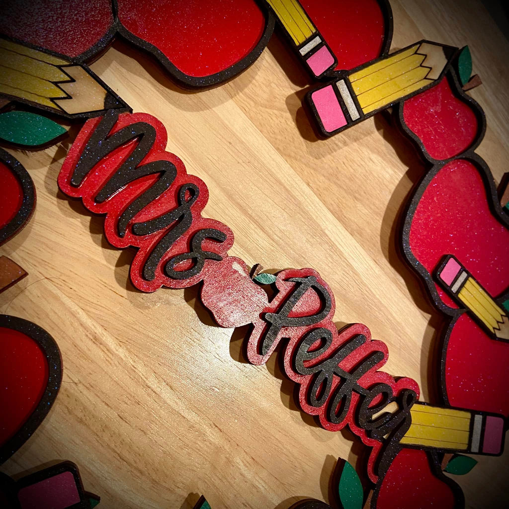 Personalized Apples & Pencils Sign