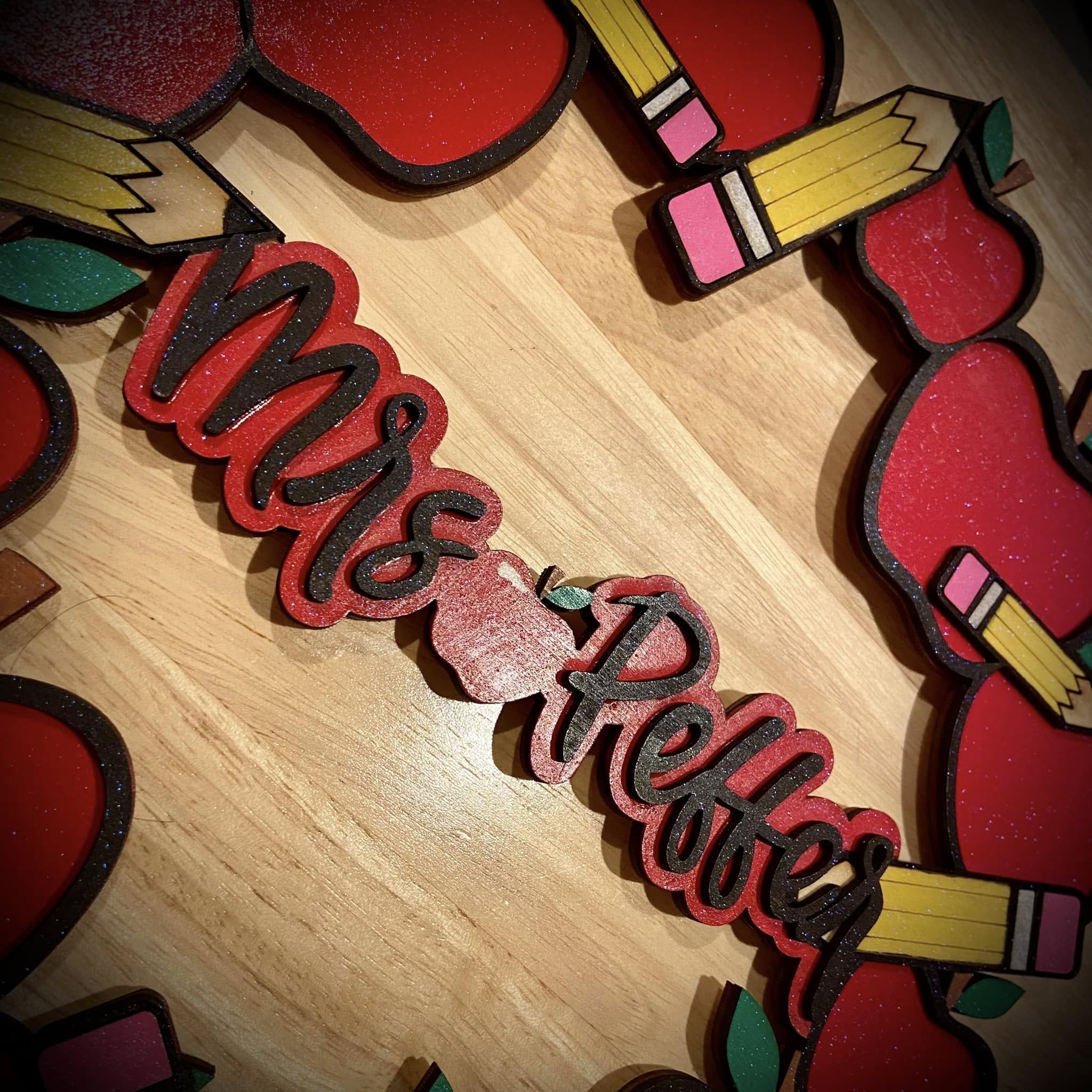 Personalized Apples & Pencils Sign