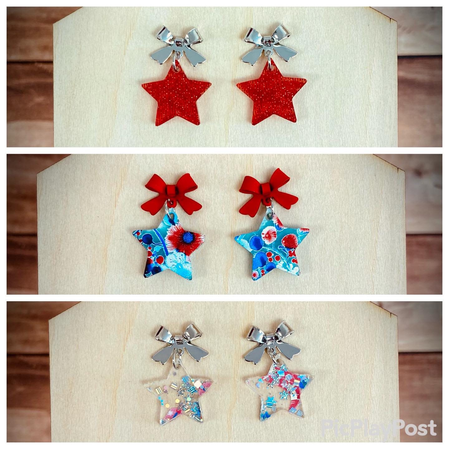 Star Earrings with Bows